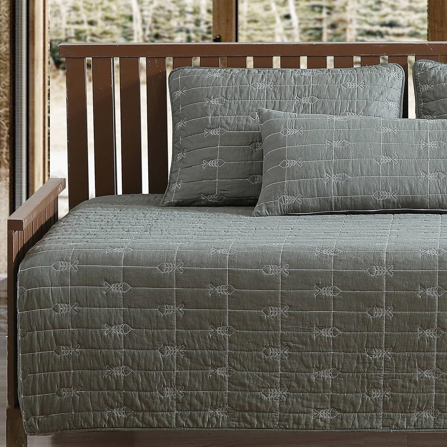 Eddie Bauer – Juego de sofá cama, ropa de cama reversible de algodón con fundas a juego y funda de almohada decorativa, decoración ligera del hogar