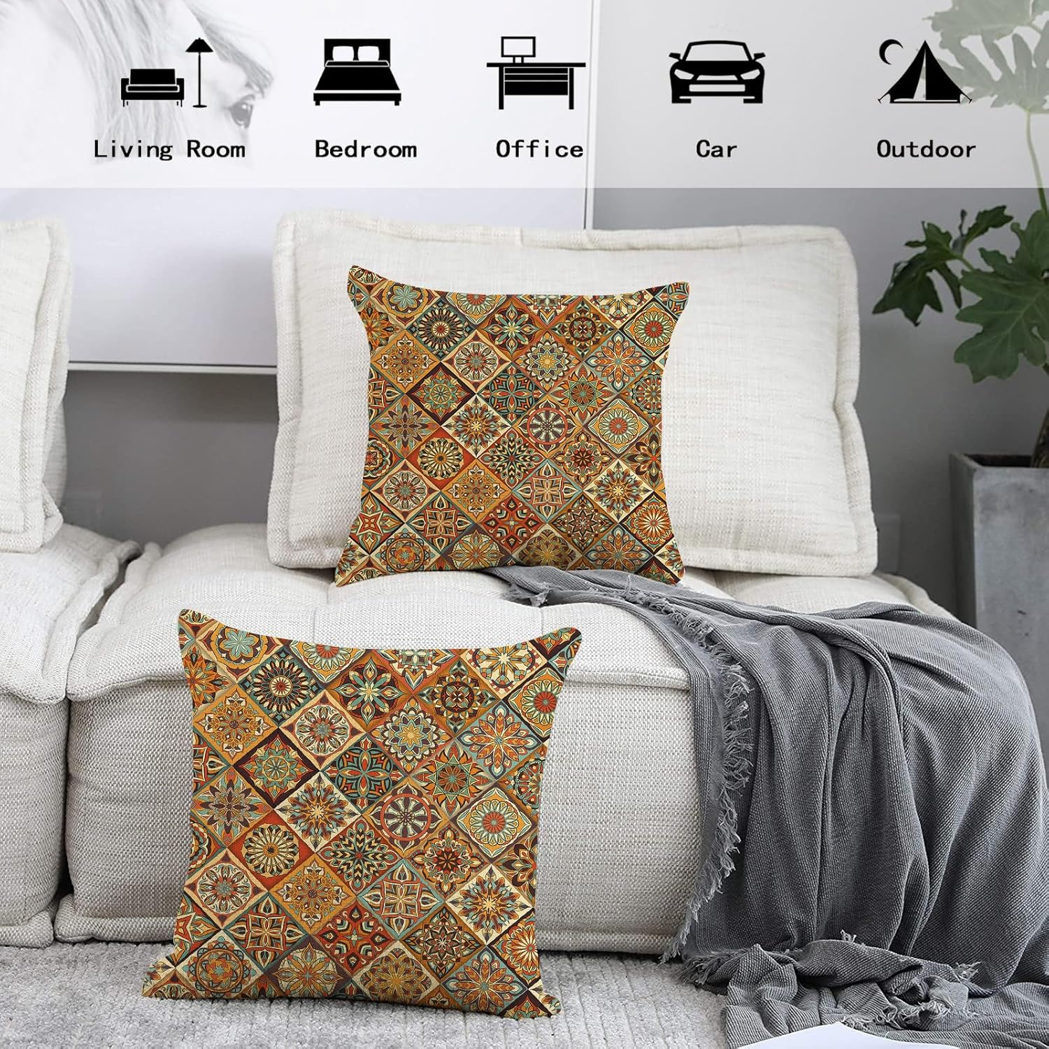 eshabear Juego de 2 fundas de almohada de 18 x 18 pulgadas, decoración del hogar para sala de estar, dormitorio, cojín de cama al aire libre (18 x