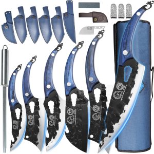 XYJ Juego de cuchillos de chef portátil profesional, cuchillo de chef de espiga completa para exteriores, juego de 6 piezas de cuchillos de cocina XYJ Juego de cuchillos de chef portátil profesional, cuchillo de chef de espiga completa para exteriores, juego de 6 piezas de cuchillos de cocina