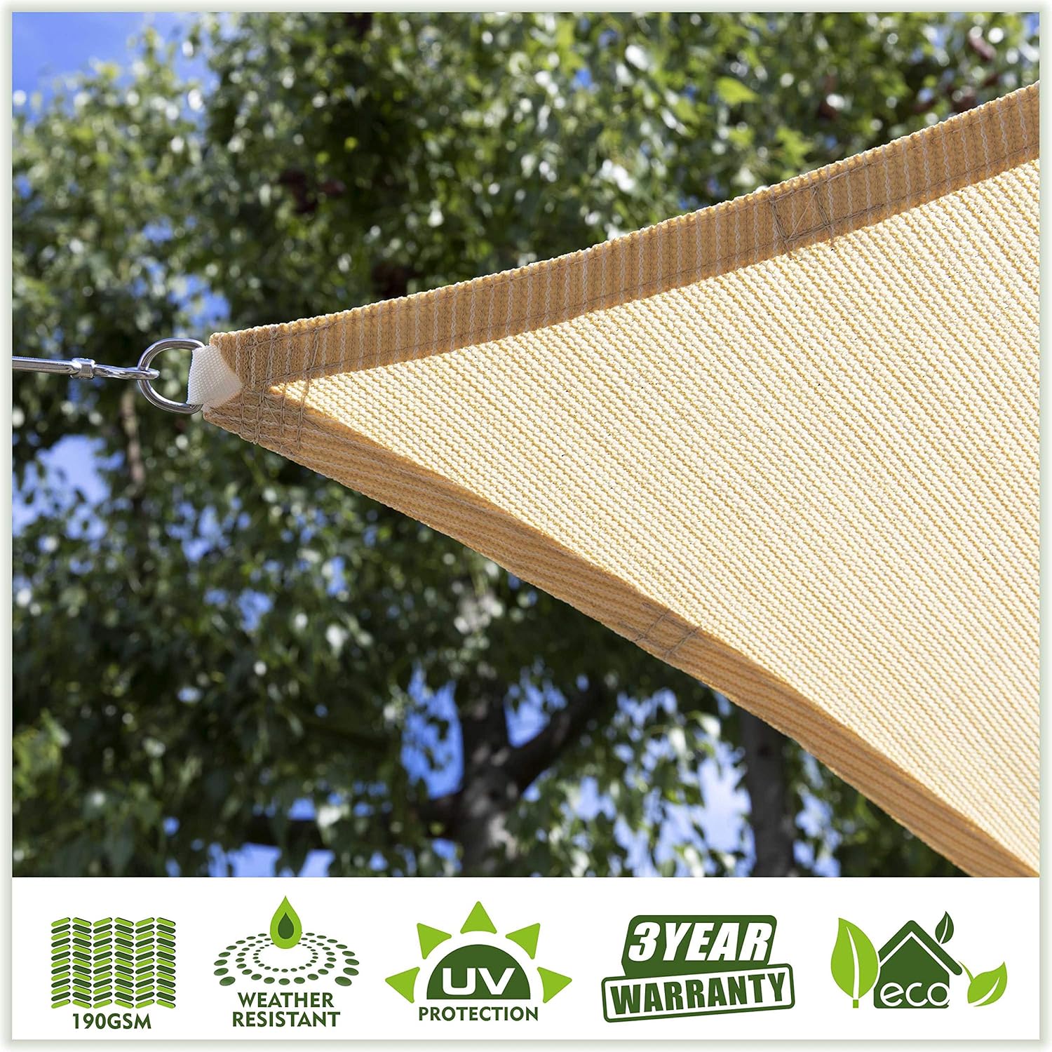ColourTree CTAPR1013 – Toldo rectangular beige de 10 x 13 pies, tela de malla con bloqueo UV, resistente comercial, 5.35 ozm, 3 años de garantía