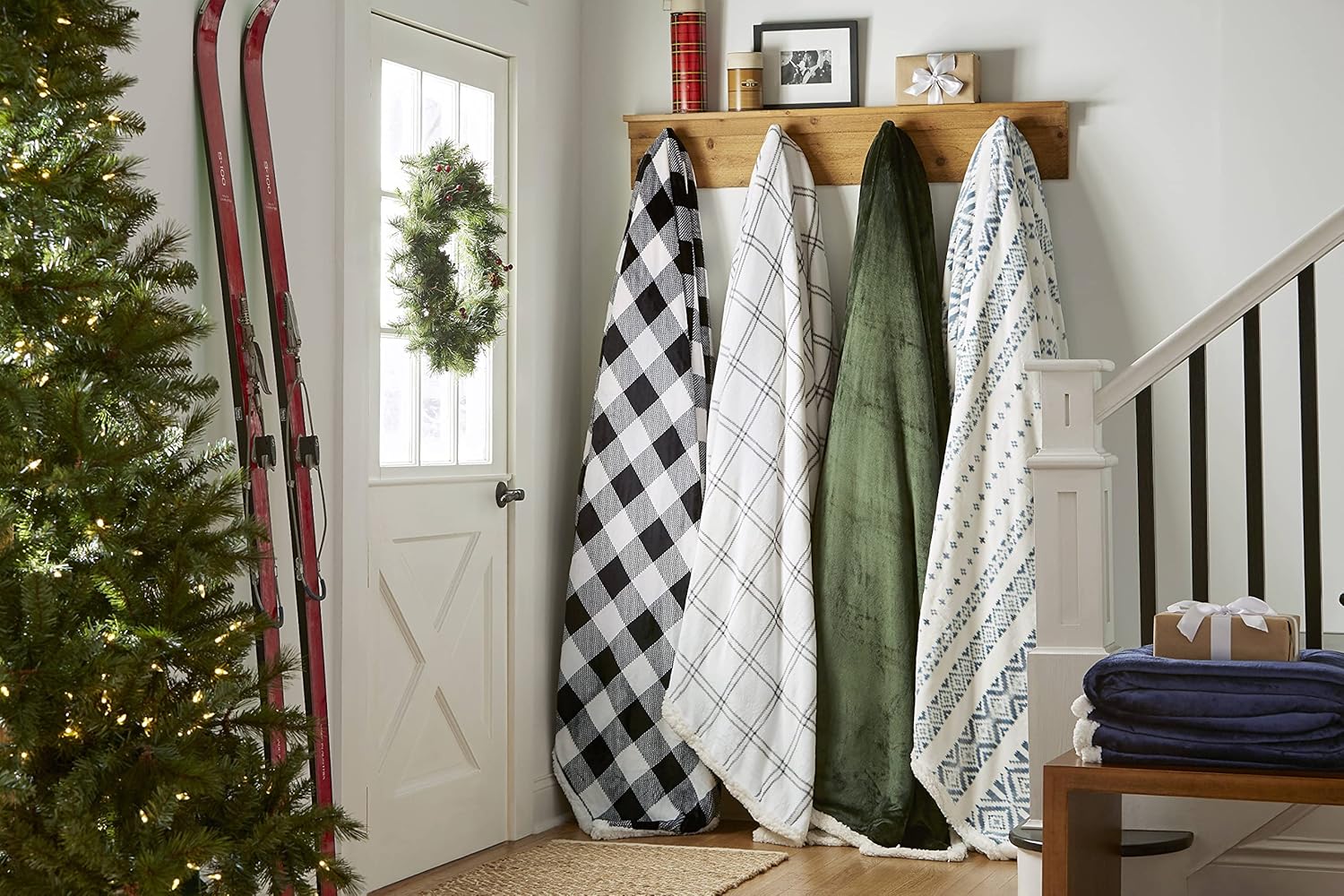 Eddie Bauer – Manta King, ultrasuave y acogedora decoración del hogar, ropa de cama para todas las estaciones (Vail Plaid Grey, King)