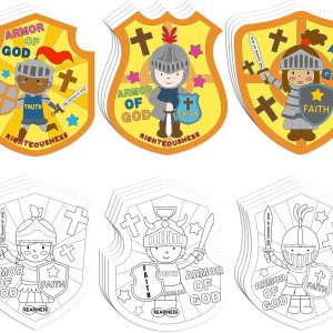 Dvbonike Juego de 24 manualidades de escuela dominical para niños, color tu propia armadura de Dios, tarjeta religiosa cristiana para colorear Dvbonike Juego de 24 manualidades de escuela dominical para niños, color tu propia armadura de Dios, tarjeta religiosa cristiana para colorear