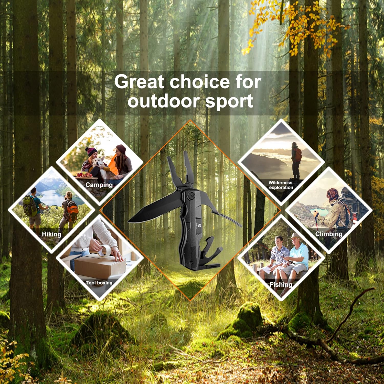 Cuchillo de bolsillo multiherramienta 18 en 1, destornillador multiherramienta con funda de nailon duradera para exteriores, pesca, camping, regalos