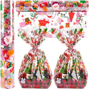 Rollo de celofán de Navidad de 100 pies x 32 pulgadas, bolsas de celofán de Navidad, envoltura de celofán con árbol de Navidad especial de Papá Noel Rollo de celofán de Navidad de 100 pies x 32 pulgadas, bolsas de celofán de Navidad, envoltura de celofán con árbol de Navidad especial de Papá Noel