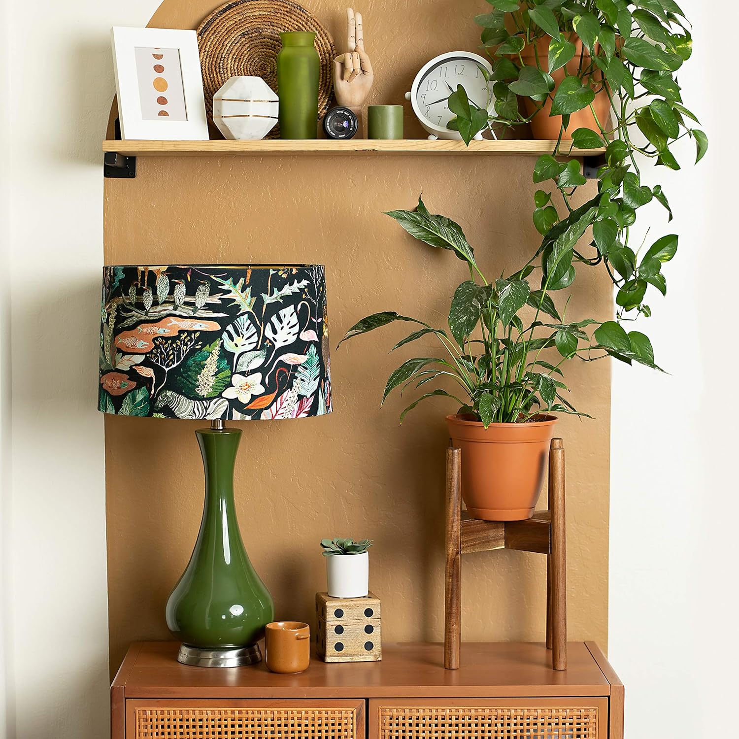 Soporte para plantas de madera dura de acacia, excluyendo maceta, soportes modernos de mediados de siglo para plantas de interior, soporte para