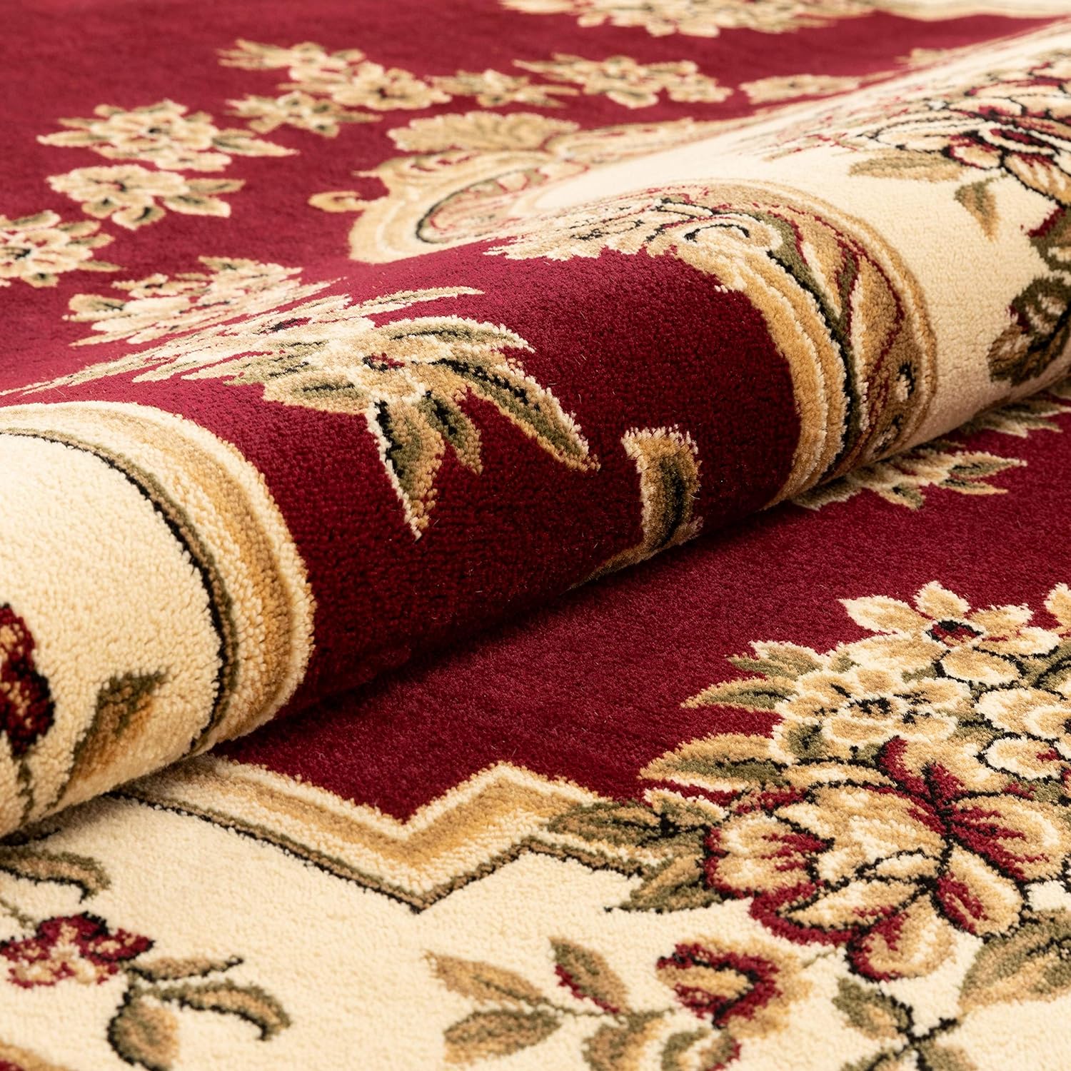 Alfombra de pastoral con medallón de tejido suave y grueso, estilo europeo, con diseño floral y tradicional, fácil de limpiar, moderna, clásica,