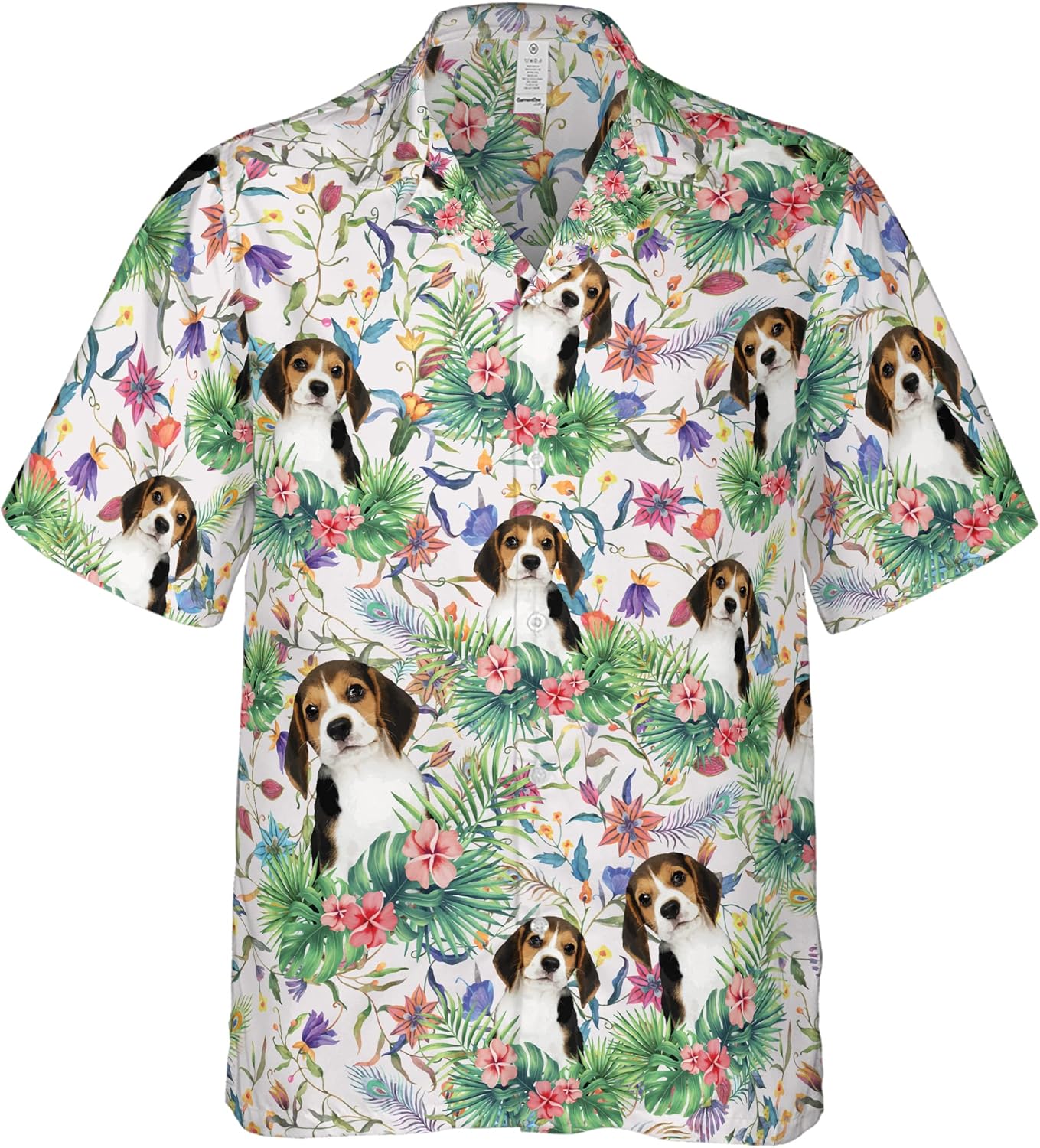 Camisas hawaianas personalizadas con cara de perro y cara de mascota, personalizables con diseño floral de pájaro y gato, camisa hawaiana con botones