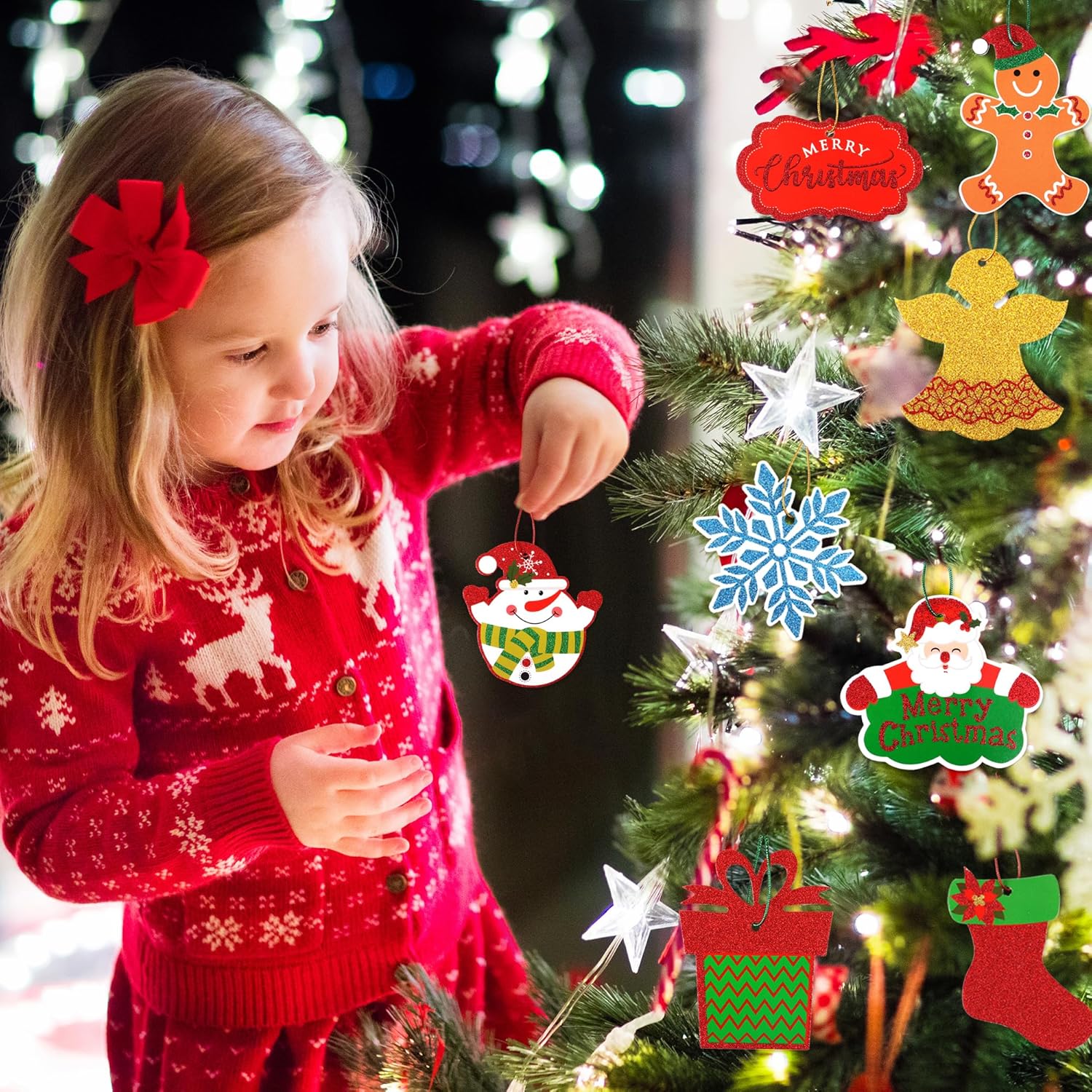 Giiffu 80 etiquetas de Navidad, etiquetas de regalo de Papá Noel de Navidad, etiquetas de regalo de papel con purpurina, etiquetas de nombre