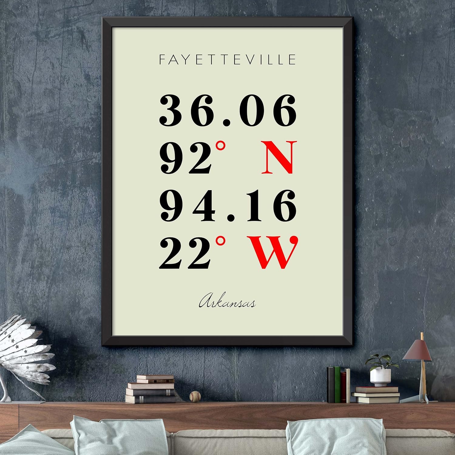 Mapa de Fayetteville, Arkansas, Coordenadas Multilíneas de Colores (18×24)