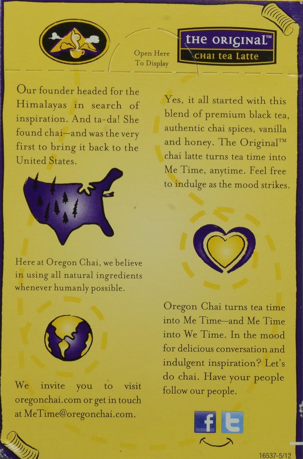 Oregon Chai Original Chai Tea Latte Mezcla en polvo de una sola porción, 8 unidades (paquete de 2)