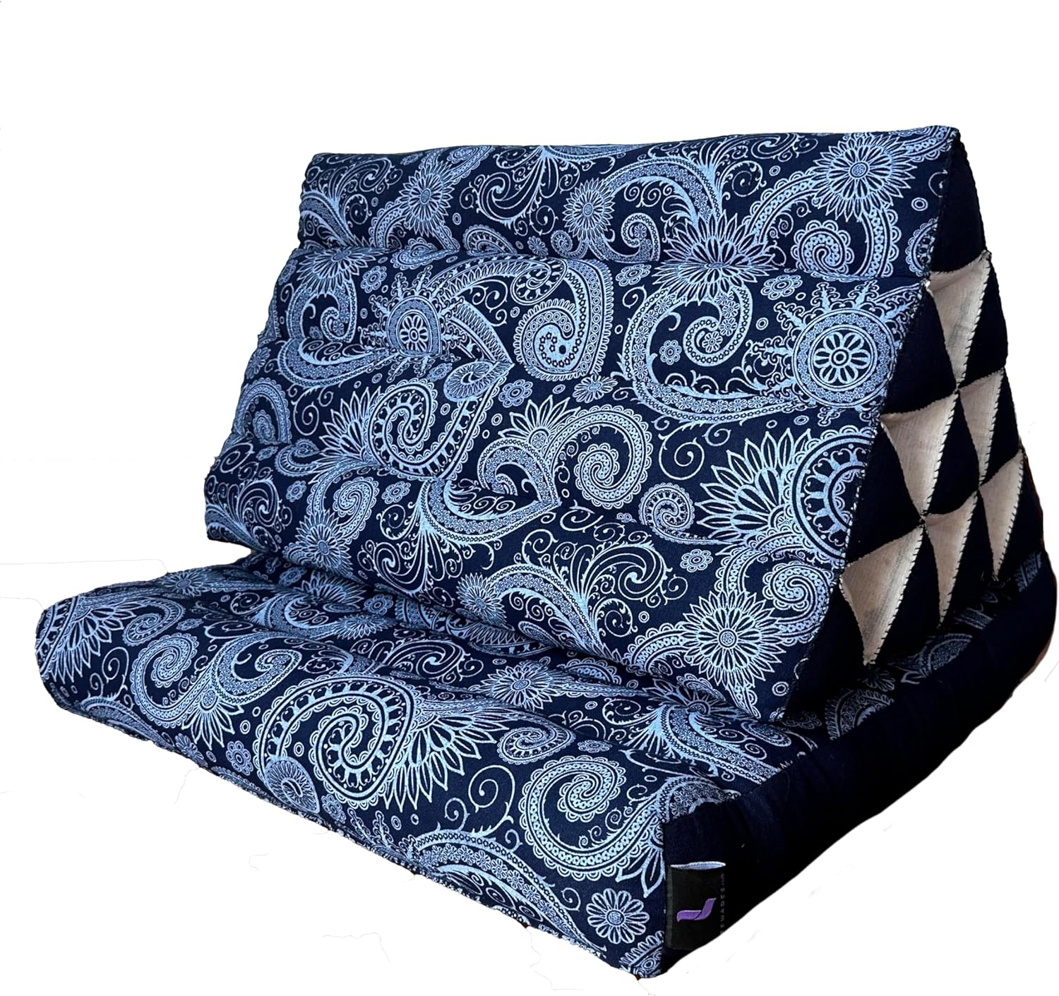 LEEWADEE Tapete plegable con cojín triangular, cómodo cojín de TV, colchón plegable con cojín hecho de Kapok ecológico, 30 x 20 pulgadas, azul y