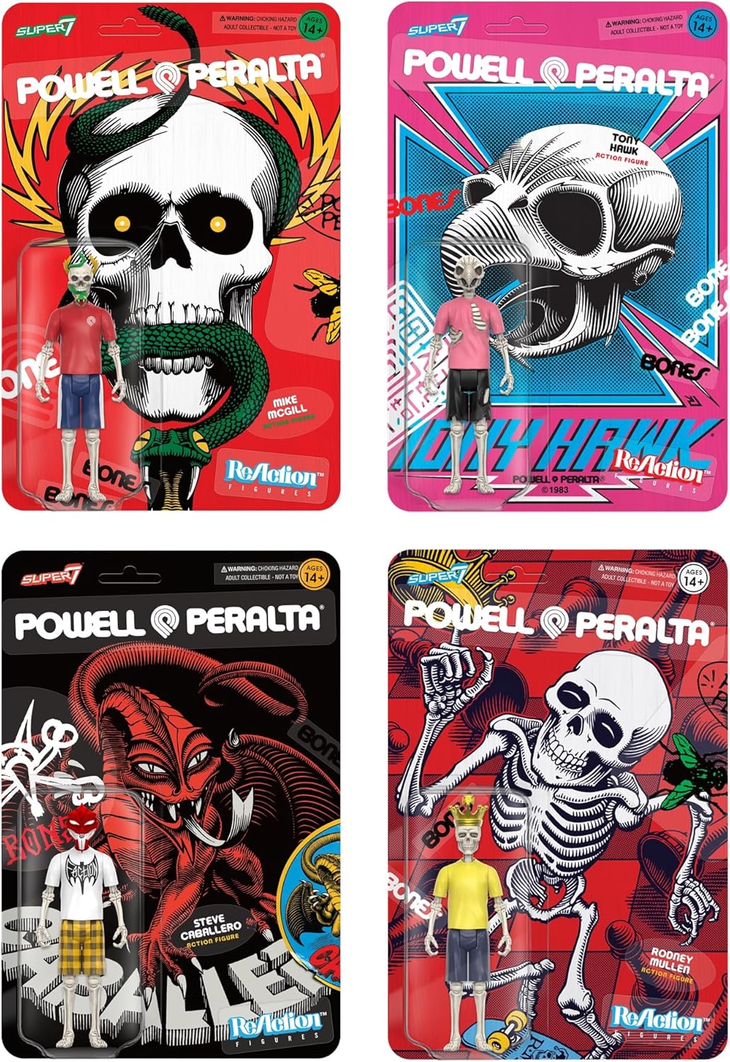 Super7 Powell-Peralta Mike McGill – Figura de acción Powell-Peralta de 3.75 pulgadas, patineta clásica coleccionable y juguetes retro