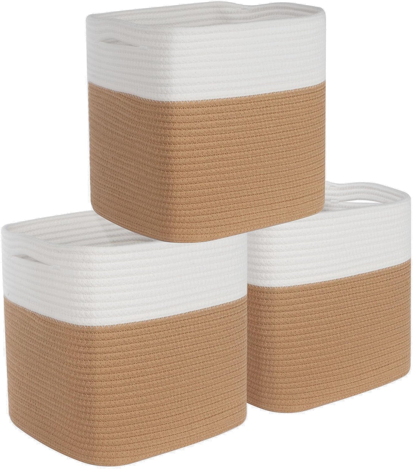 MINTWOOD Design Paquete de 3 cubos de almacenamiento de 11 x 11 pulgadas, organizador de cubos de almacenamiento tejidos, organizador de armario,