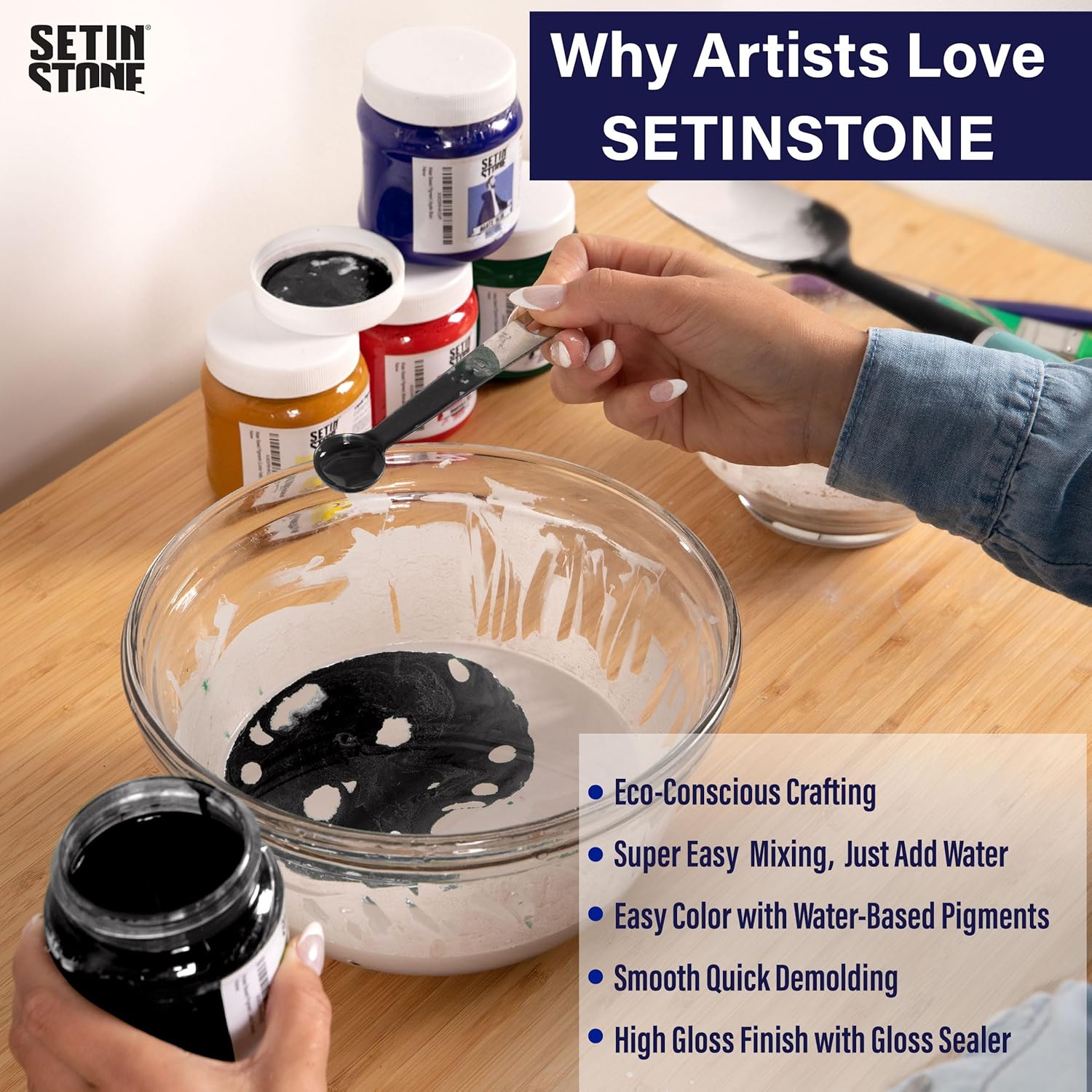 unicone art SETINSTONE Pigmentos de color líquidos de alta calidad a base de agua no tóxicos, ecológicos para moldeo y fundición de yeso, cemento y