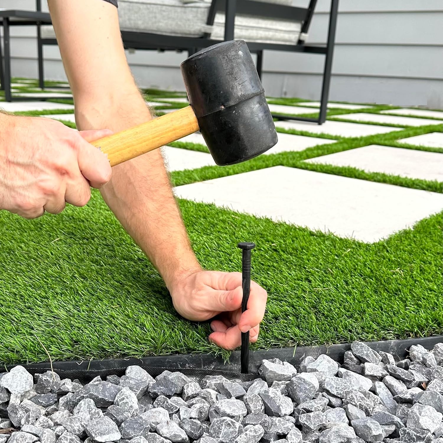 65 estacas de anclaje de paisaje, picos de plástico de 8 pulgadas, clavos en espiral para jardín y barrera de pavimentación, herramienta de
