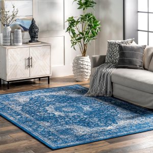 nuLOOM Verona – Alfombra persa vintage con estampado de cachemira, de 6 pies y 7 pulgadas x 9 pies, color azul oscuro nuLOOM Verona – Alfombra persa vintage con estampado de cachemira, de 6 pies y 7 pulgadas x 9 pies, color azul oscuro