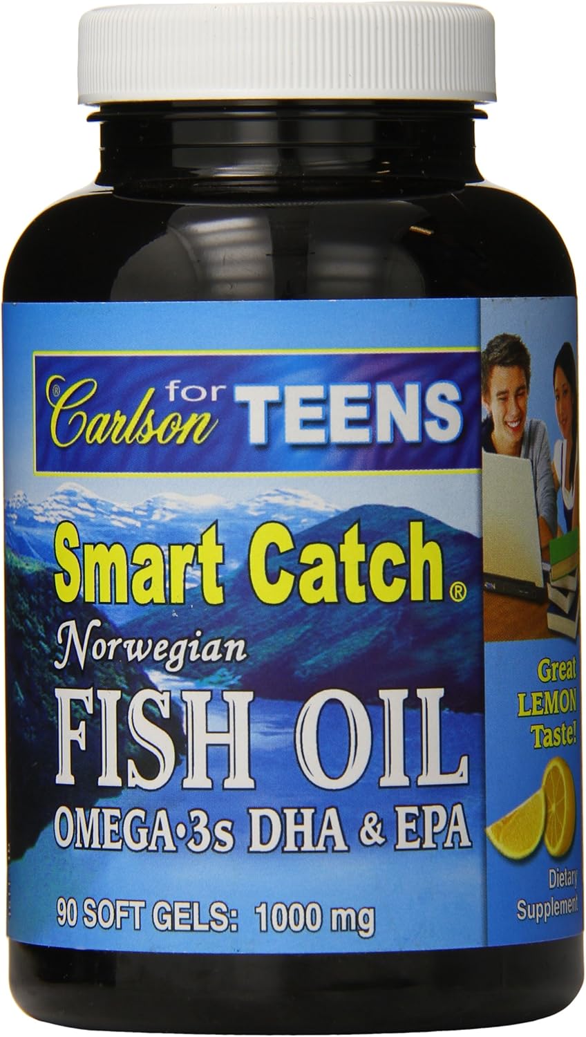 Carlson Labs Smart Catch – Aceite de pescado para adolescentes, 1000 mg, 90 cápsulas blandas
