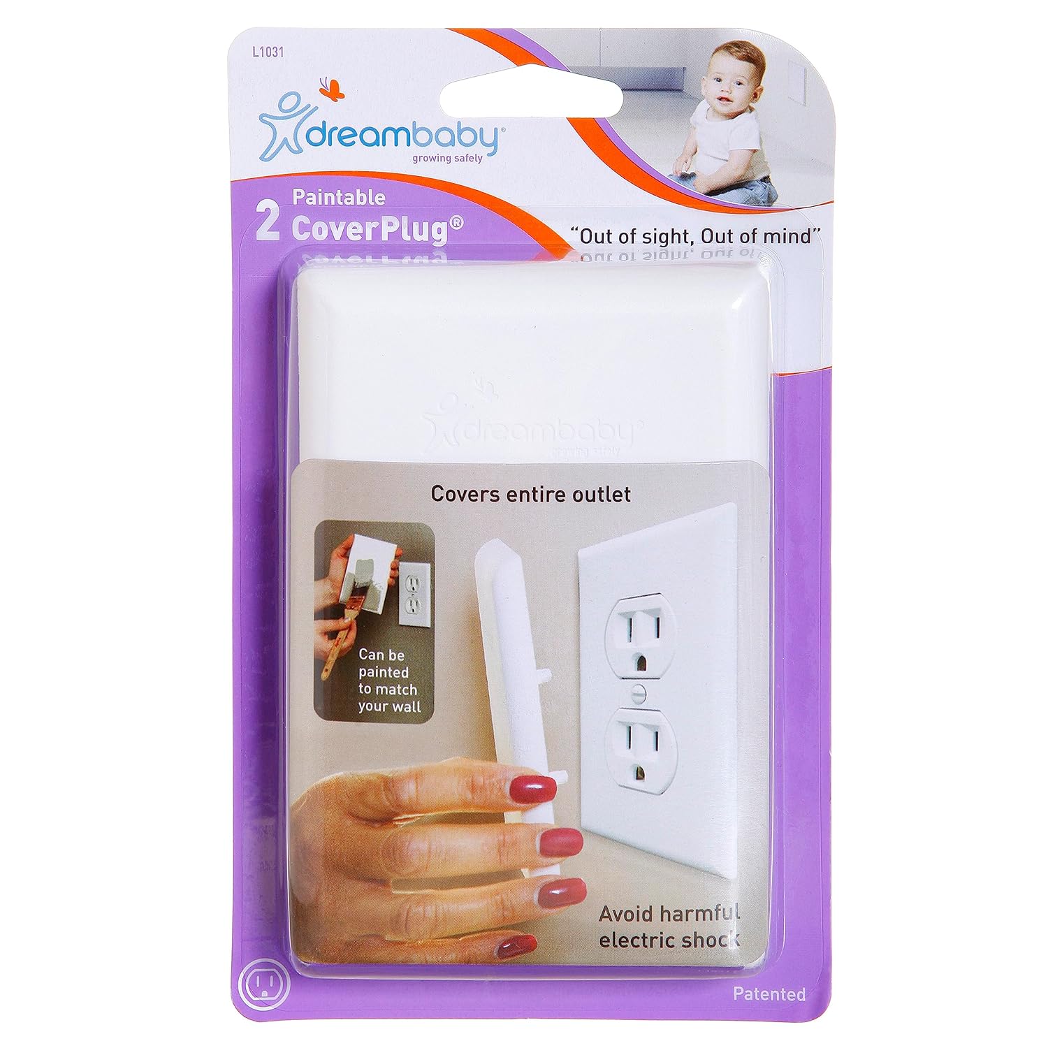 Dreambaby Tapón de cubierta para pintar, cubierta de enchufe de seguridad para bebés (paquete de 2)
