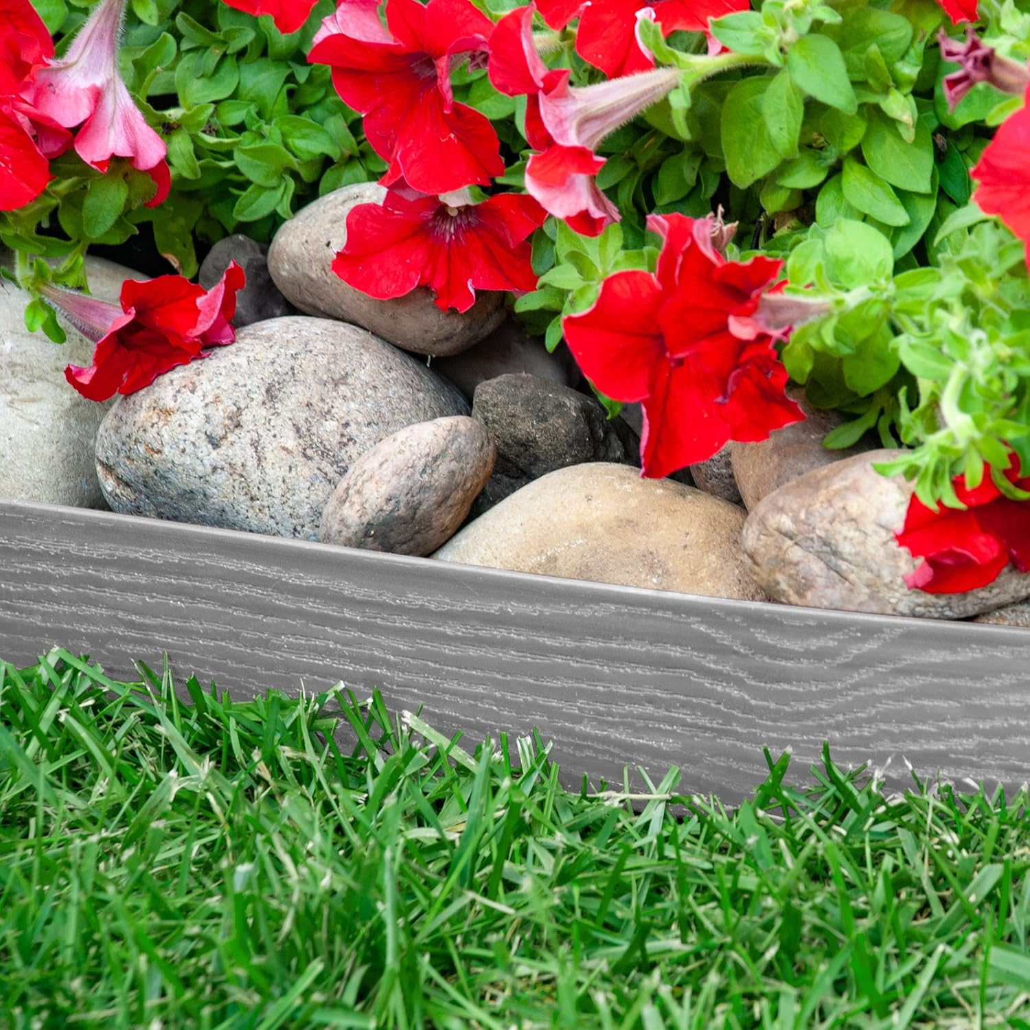 EasyFlex Borde de paisaje de pared alta sin excavación con picos de anclaje, 2.5 pulgadas. Brder de jardín de plástico recto alto con textura de