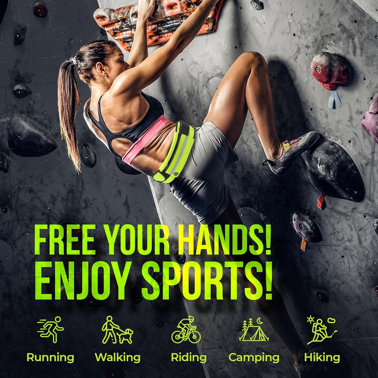Riñonera para correr para mujer, delgada, deportiva, con soporte para teléfono, ideal para corredores, cinturón cómodo y elegante para correr para