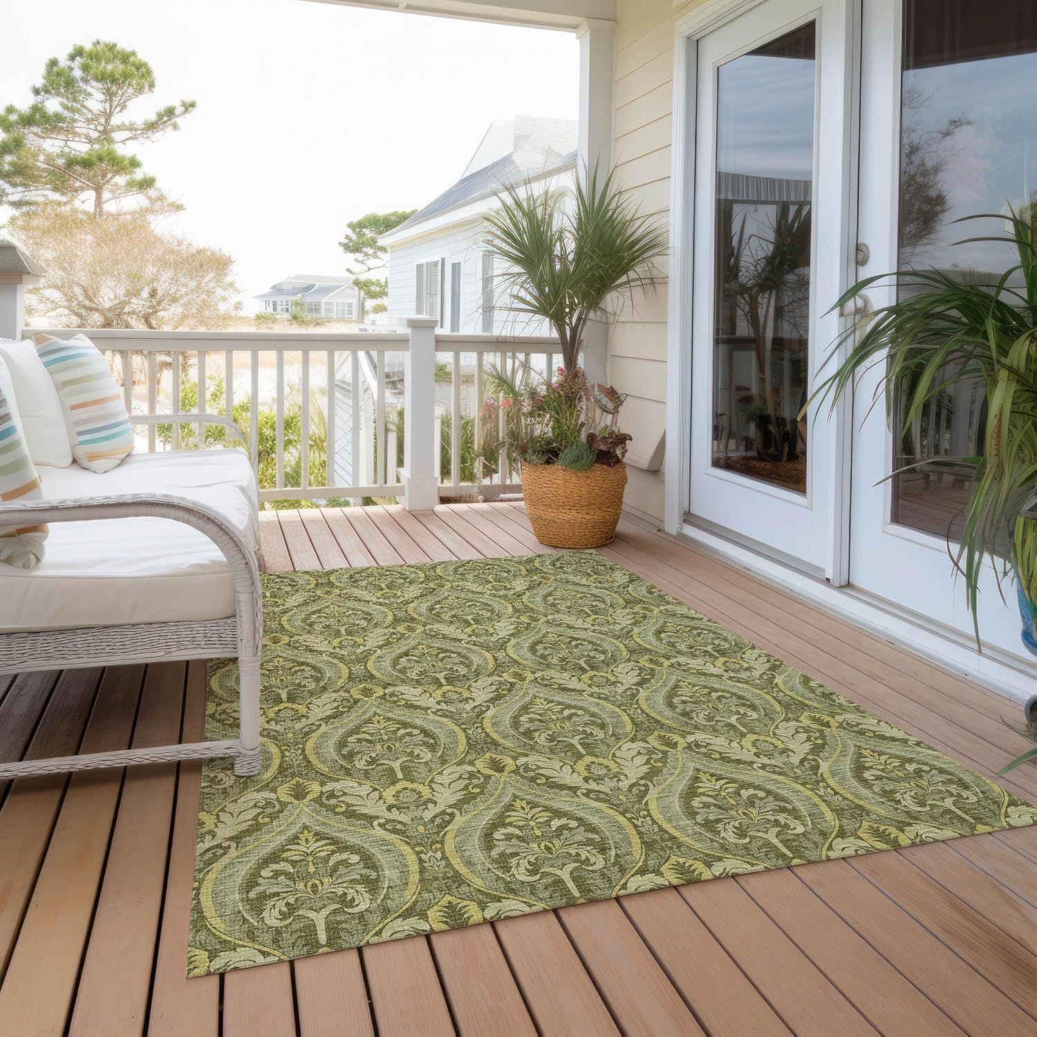 Chantille ACN572 – Alfombra verde de 2 pies 6 pulgadas x 3 pies 10 pulgadas, resistente a las manchas, lavable a máquina, no se desprende, para