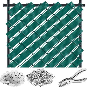 262. Listones de privacidad para valla de eslabones de cadena de 45 pies y 302 piezas perforadoras de botones, cierres de cinta de valla que cubre 262. Listones de privacidad para valla de eslabones de cadena de 45 pies y 302 piezas perforadoras de botones, cierres de cinta de valla que cubre