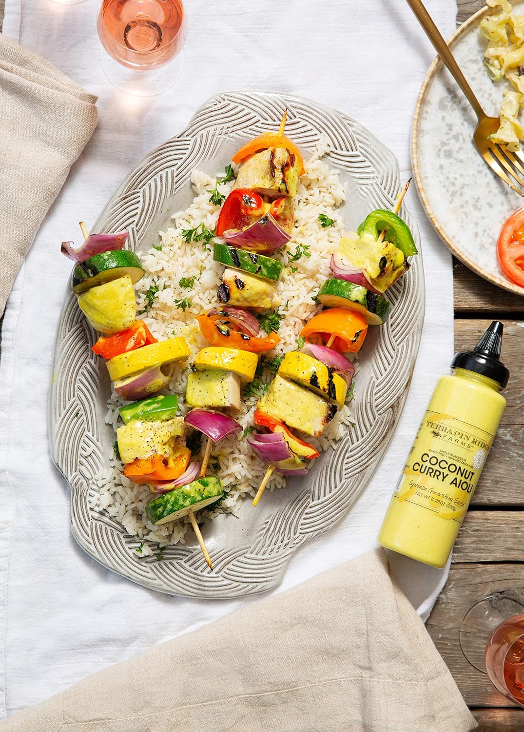 Terrapin Ridge Farms – Salsa de guarnición de alioli de coco y curry – Una botella exprimible de 8.25 onzas