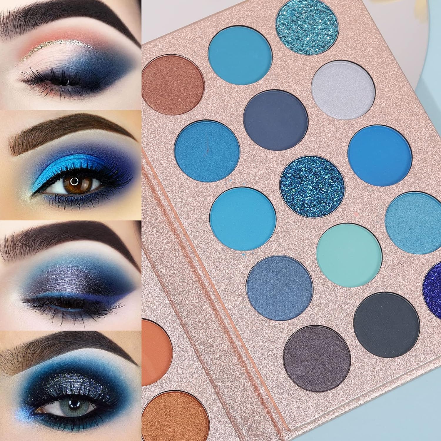 VERONNI Paleta de sombras de ojos profesional de 65 colores, altamente pigmentada con purpurina metálica brillante mate, ultra mezclable, color