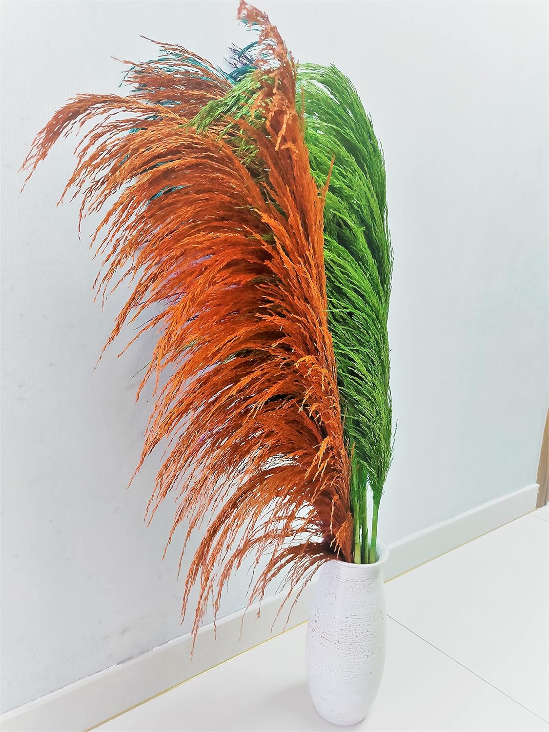 Hierba de pampa naranja quemada alta, 4 pampas marrón natural de 43.3 pulgadas, pompas florales con aroma a flores secas, elegante planta seca