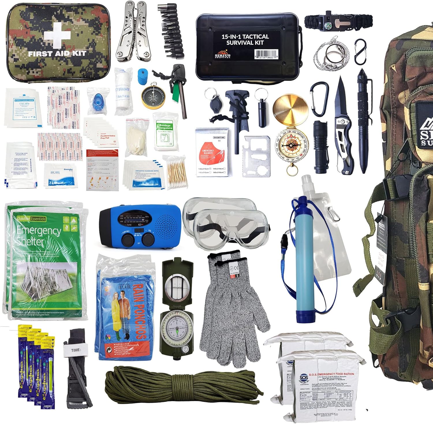 Vital Kit de supervivencia de emergencia de 72 horas para la familia, prepárate para huracanes, inundaciones, tornados u otros desastres, 72 horas