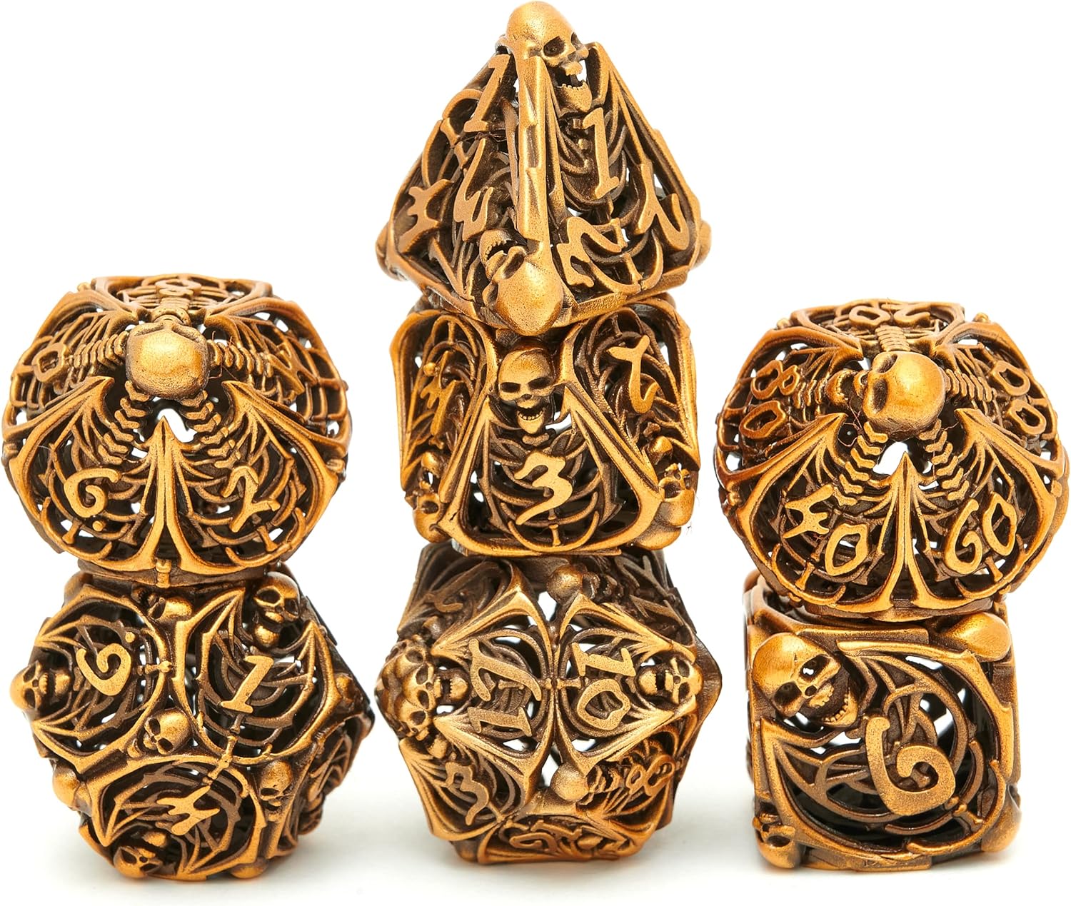 Juego de dados de metal huecos poliédricos de calavera, adecuado para juegos de mesa de Calabozos y Dragones, juego de mesa MTG, D&D Pathfinder