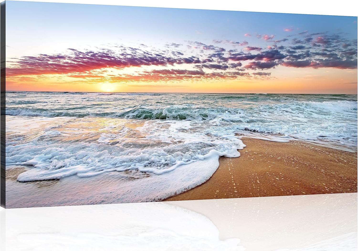 TutuBeer 1 panel, decoración de playa para el hogar, decoración de playa, amanecer de playa blanca con cielo azul profundo, imágenes de playa de la