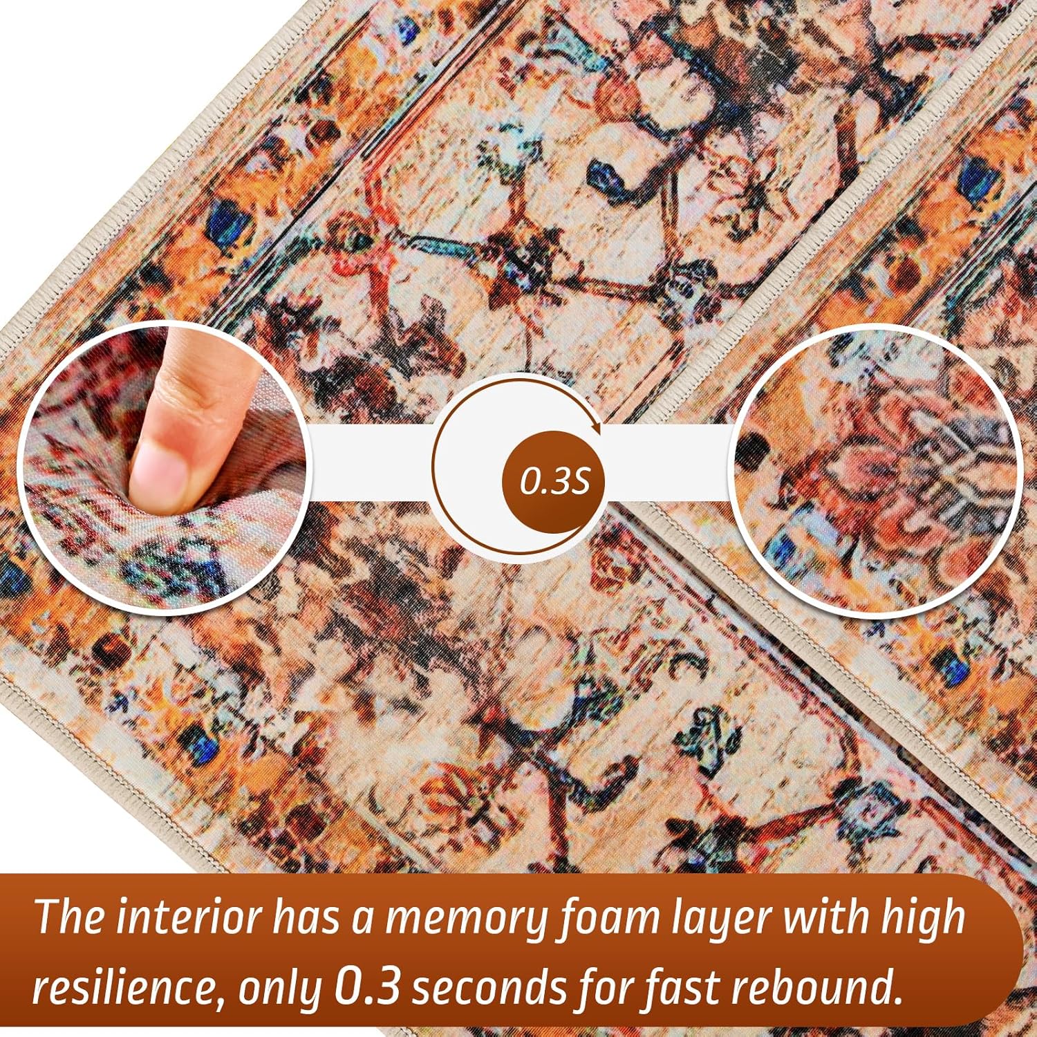 Alfombra vintage pequeña de 2 x 3 pulgadas, a prueba de suciedad, de pelo bajo, para puerta de entrada, interior, lavable, impresión retro, alfombra