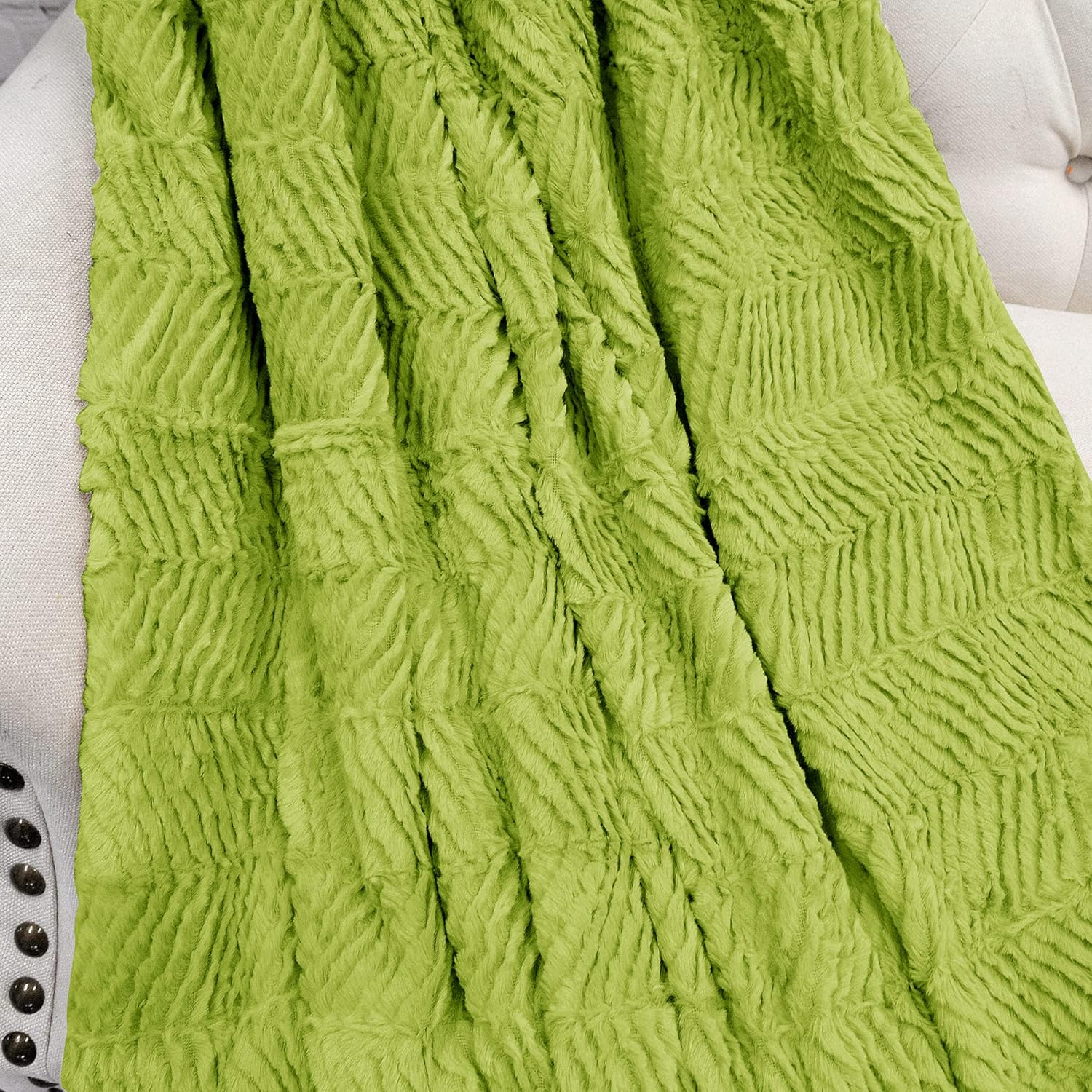 Manta de felpa suave y mullida con textura de espiga de pelo sintético, elegante, ligera, esponjosa, acogedora y cálida para sofá, silla, funda de