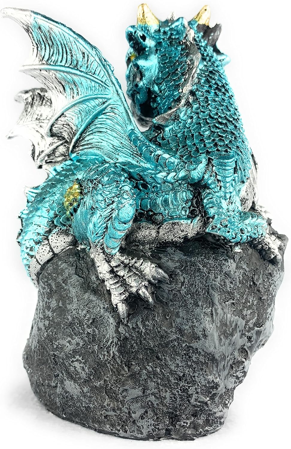 Ain’t It Nice Estatua de dragón medieval de dragón bebé con nido de huevo de cristal, figura decorativa, geoda de cristal brillante, figura de