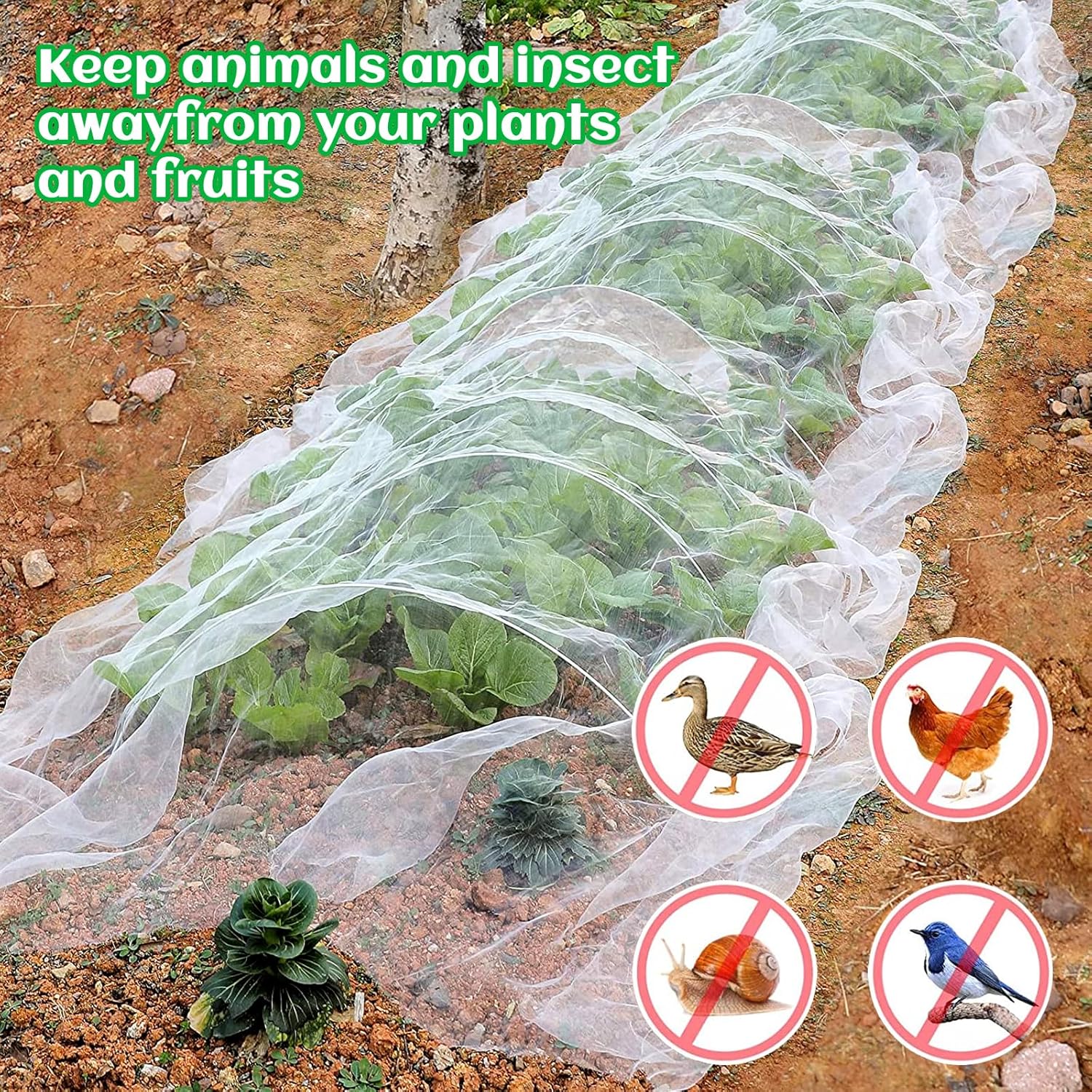 Red de insectos, red de jardín para protección del jardín, mosquitera de malla fina para árbol de cigarras, invernadero (8 pies x 25 pies, blanco)