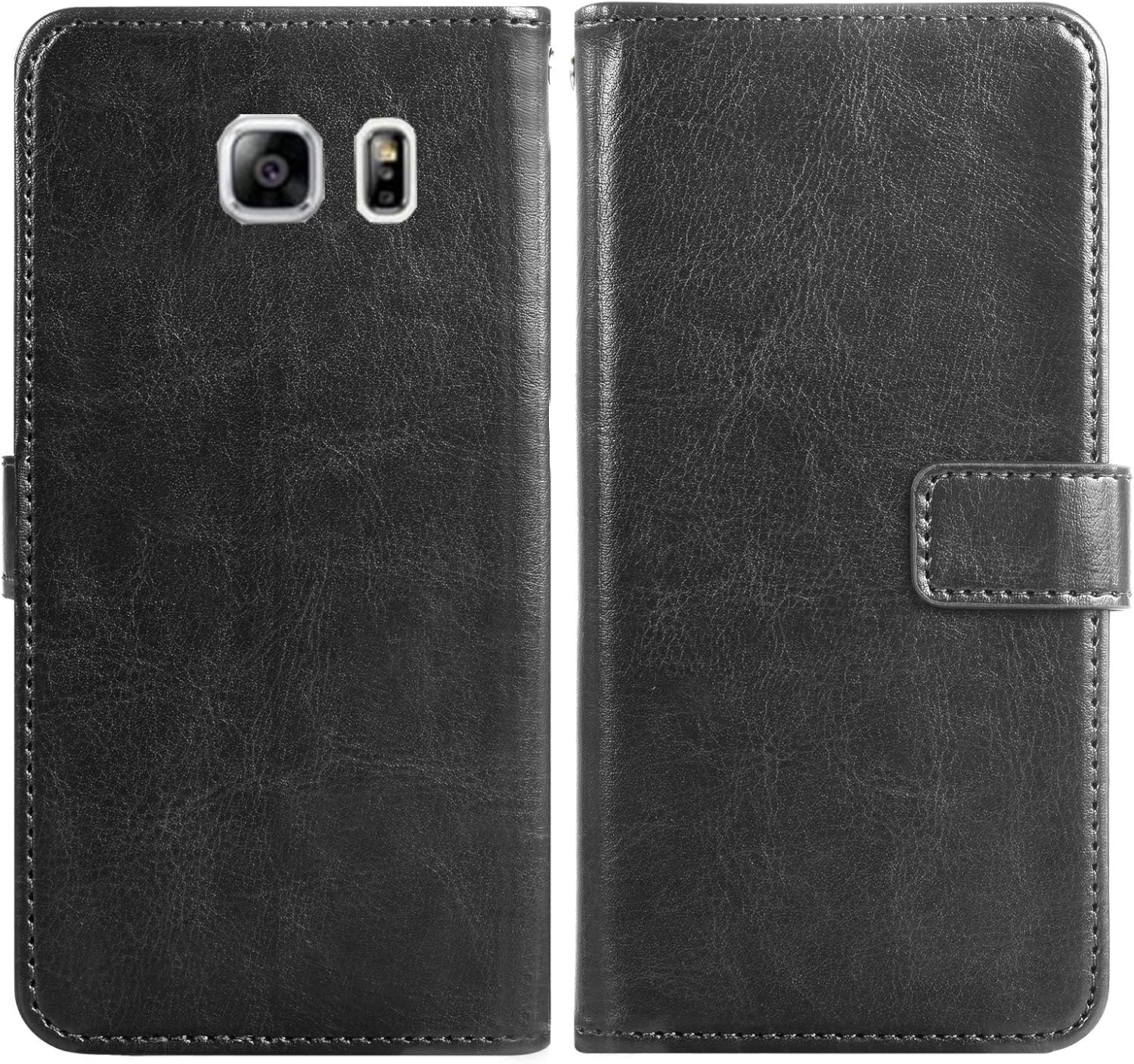 Asuwish Compatible con Samsung Galaxy Note 5 – Funda tipo cartera de vidrio templado, protector de pantalla con tapa para tarjetero, accesorios para