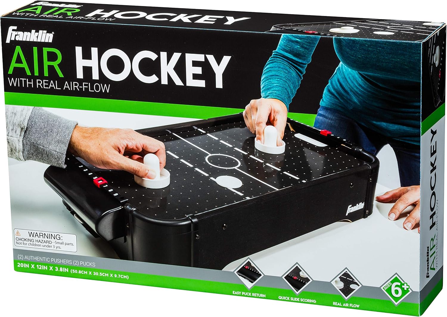 Franklin Sports Juegos de mesa de 20 pulgadas  Mini juego de mesa perfecto para diversión familiar en la sala de juegos  Puntuación integrada para