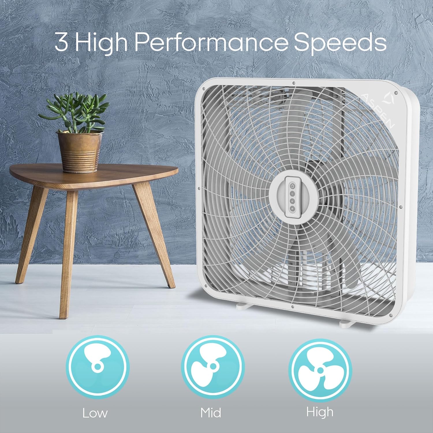 Aspen Ventilador de ventana de 20 pulgadas con control remoto, 3 velocidades de alto rendimiento y más de 2000 CFM de flujo de aire superior,