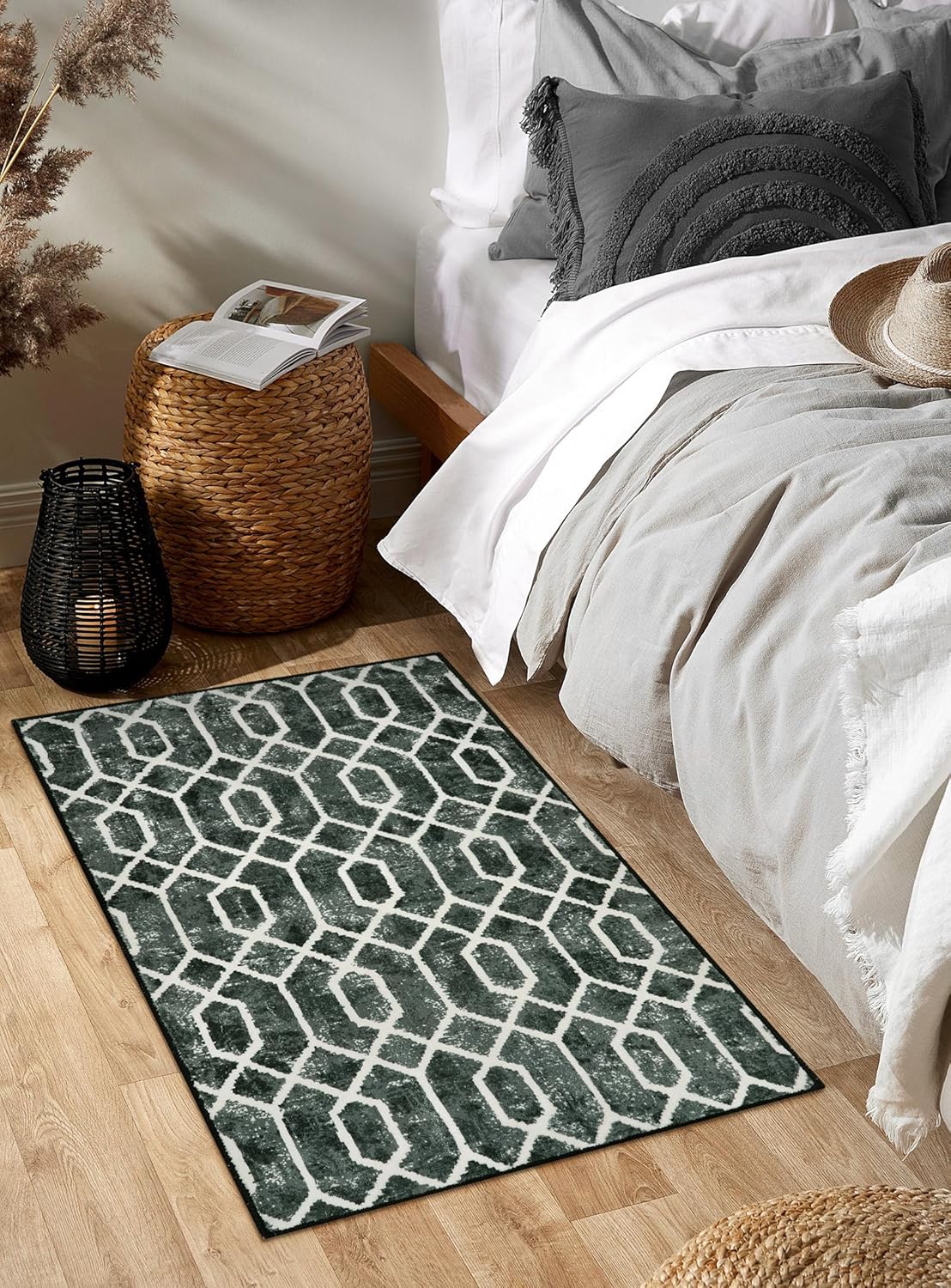Lahome Alfombras marroquíes de baño, 2 x 3 pies, lavables, para entrada, envejecidas, antideslizantes, para piso, tapete para puerta, dormitorio,