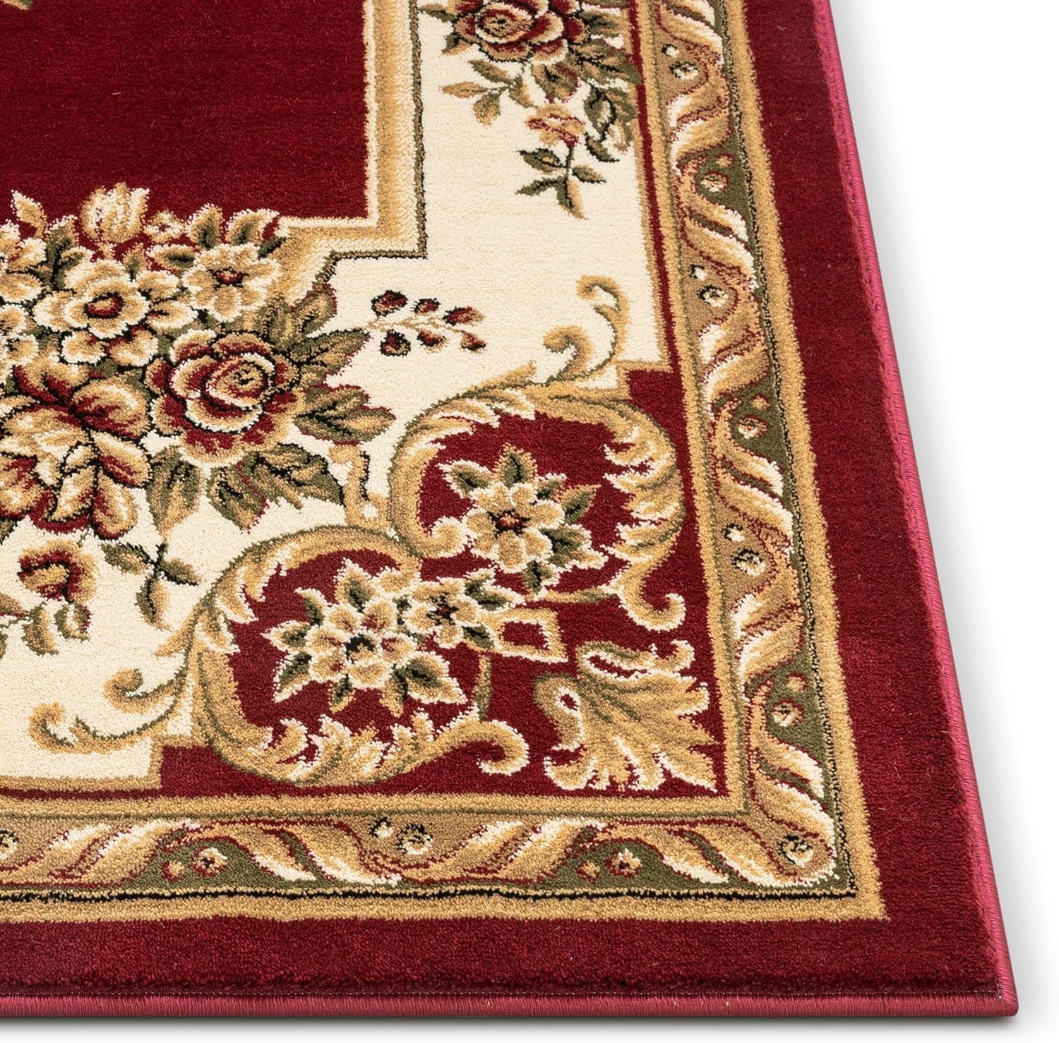 Alfombra de pastoral con medallón de tejido suave y grueso, estilo europeo, con diseño floral y tradicional, fácil de limpiar, moderna, clásica,