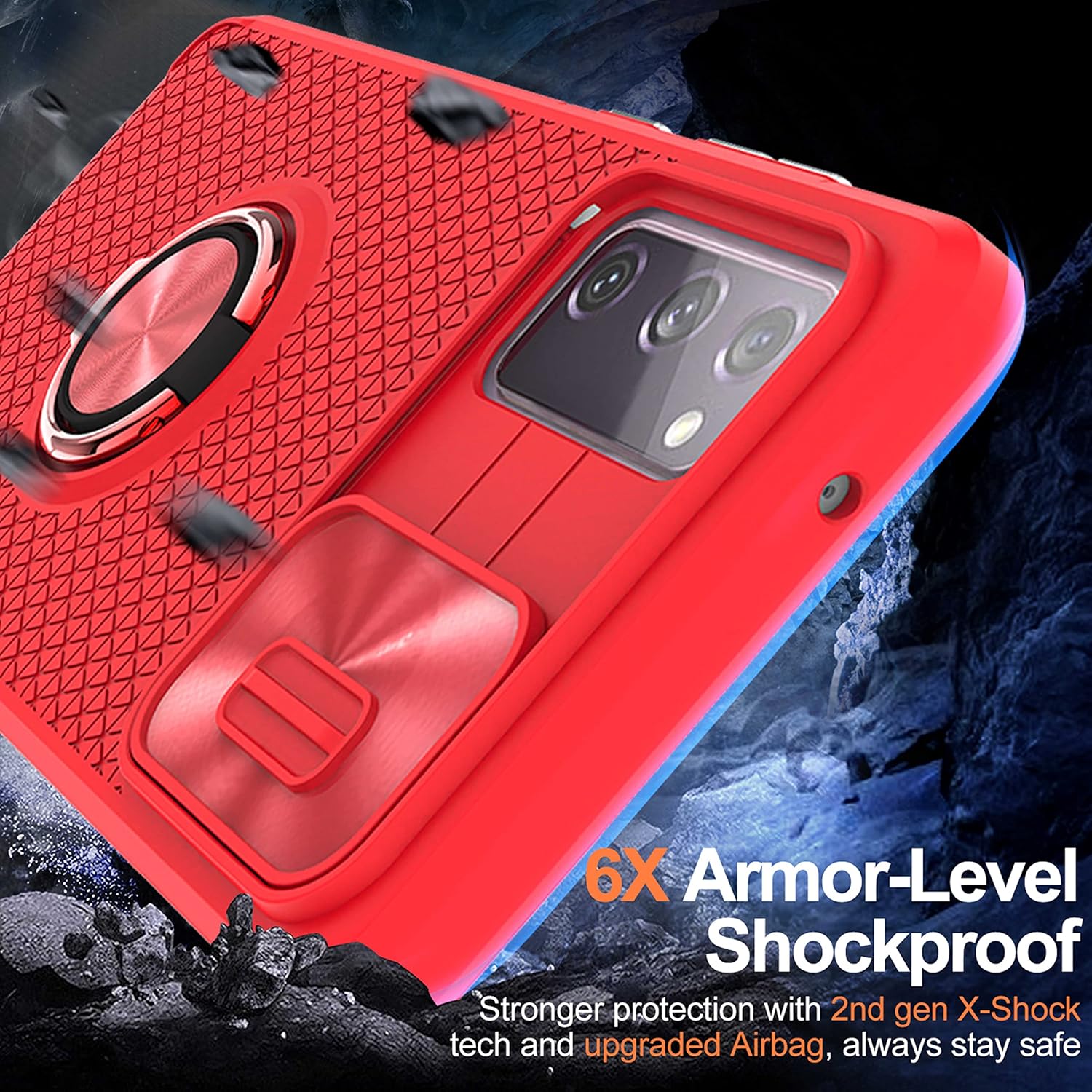 YmhxcY Funda para Galaxy S20 FE con protector de pantalla de grado militar a prueba de explosiones, Armor Defender parte trasera texturizada