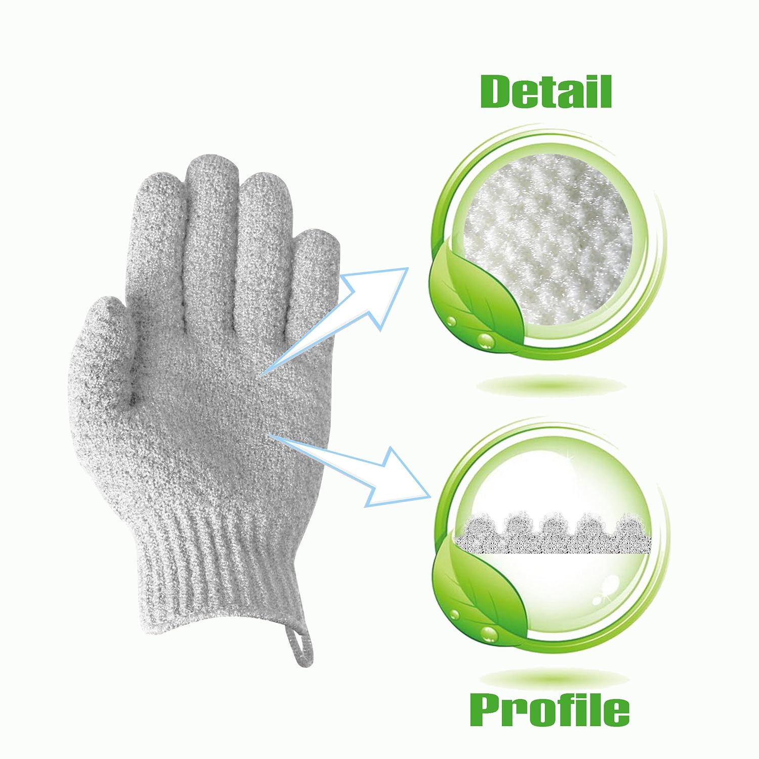 EvridWear – Guantes exfoliantes de baño de doble textura para ducha, spa, masaje y exfoliantes corporales, elimina las células muertas de la piel,