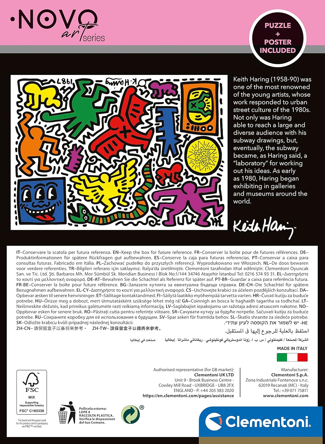 Clementoni – Keith Haring Haring-1000 Adult Pieces, Art, Famous Paintings, Made in Italy, Multicoloured, 39756