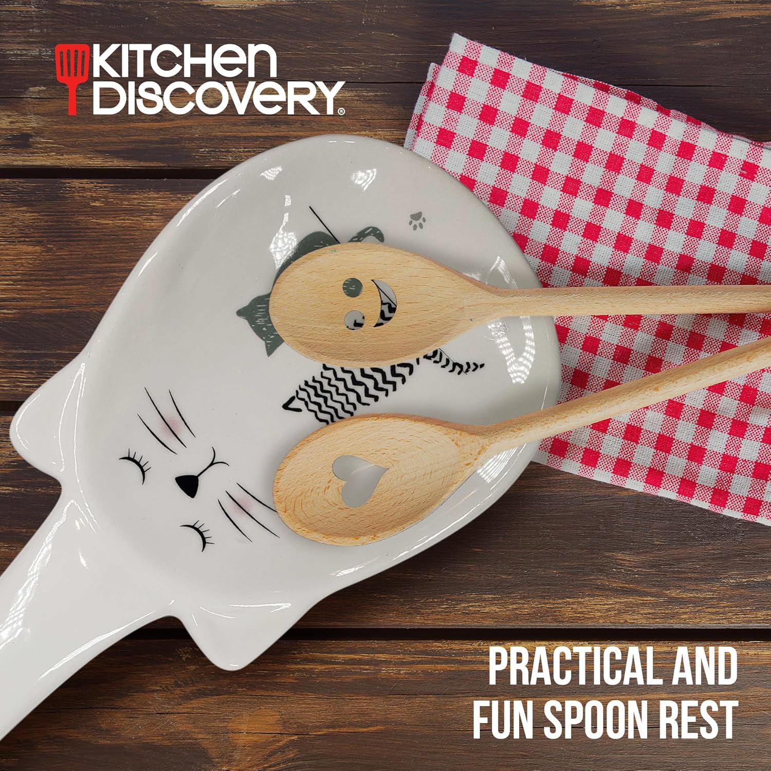 Lindo soporte para cucharas para gatos  Añade sonalidad a tu cocina con encantador arte de gatito  Soporte único de cuchara de cerámica para
