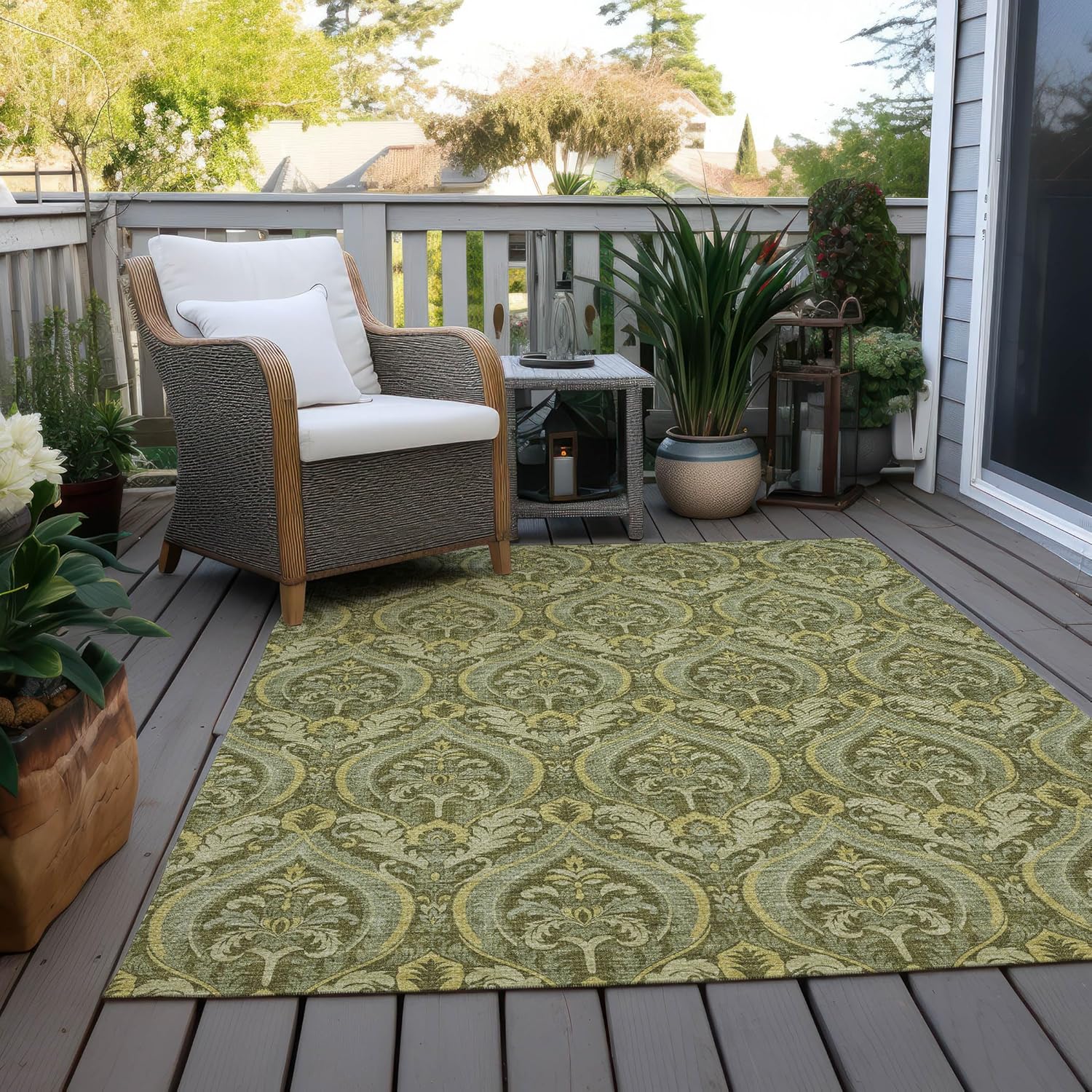 Chantille ACN572 – Alfombra verde de 2 pies 6 pulgadas x 3 pies 10 pulgadas, resistente a las manchas, lavable a máquina, no se desprende, para