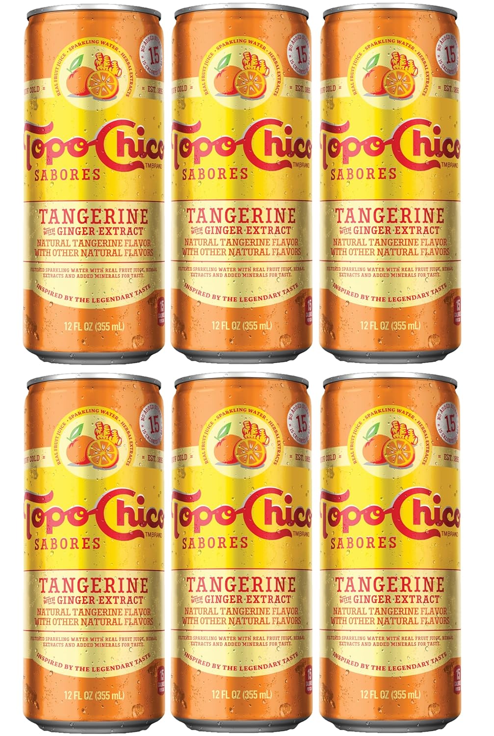 Topo Chico Sabores, latas de 12 onzas, paquete de 6 (jengibre tangerina)