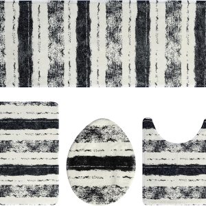 Home Queen Juego de alfombras de baño de 4 piezas con cubierta antideslizante para tapa de inodoro, tapetes de baño antideslizantes y absorbentes Home Queen Juego de alfombras de baño de 4 piezas con cubierta antideslizante para tapa de inodoro, tapetes de baño antideslizantes y absorbentes