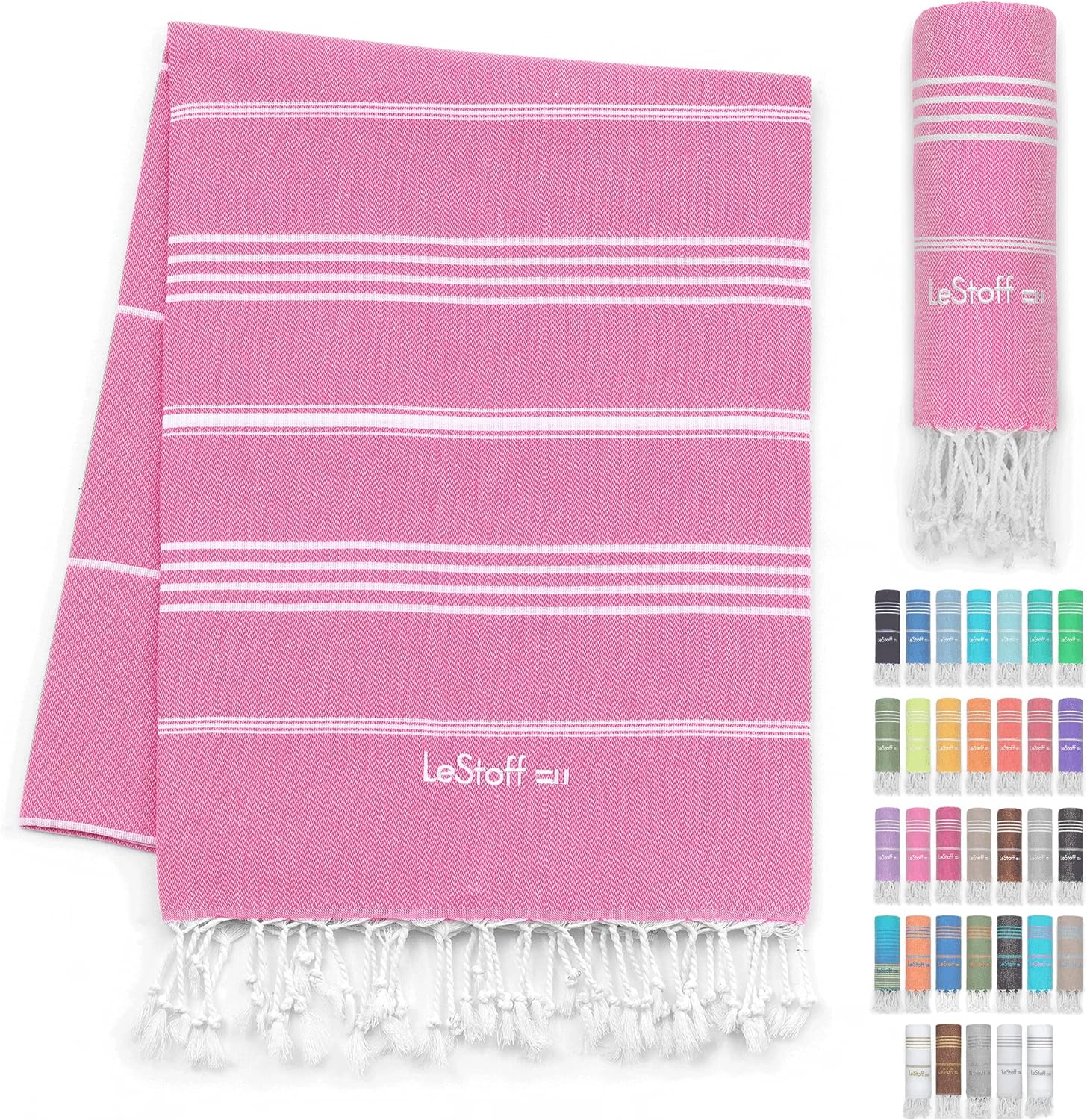 LeStoff Toalla de playa turca 100% algodón orgánico prelavada de 38 x 71 pulgadas, suave, altamente absorbente, de secado rápido, playa, piscina,