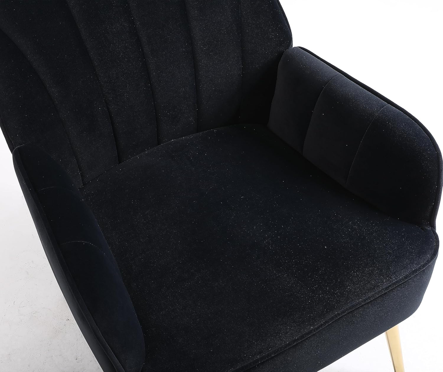 SSLine Silla decorativa de terciopelo, moderna silla tapizada con patas de metal dorado, acolchada gruesa, silla de invitados, silla de tocador,